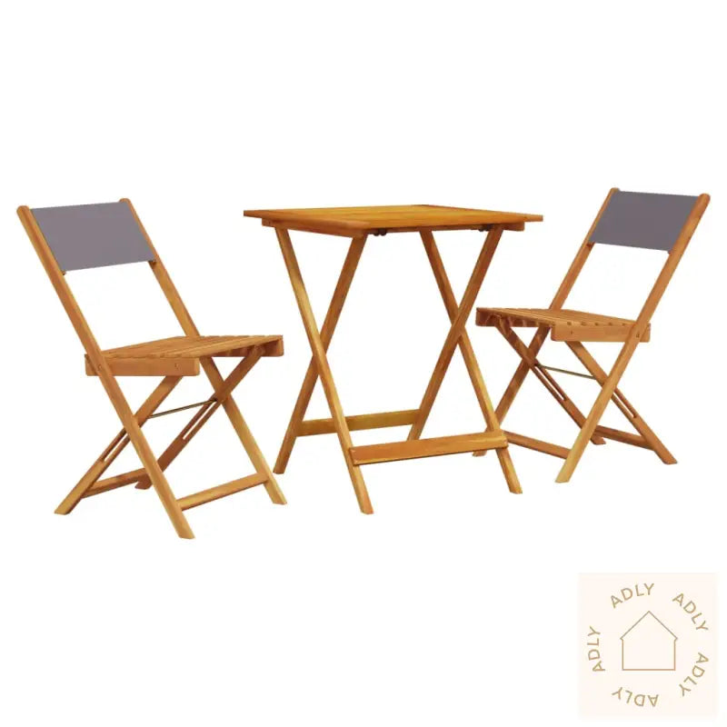 Bistrosett 3 Deler Antrasitt Stoff Og Heltre