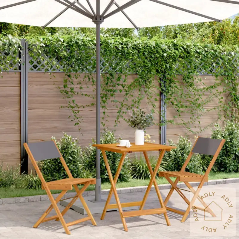 Bistrosett 3 Deler Antrasitt Stoff Og Heltre