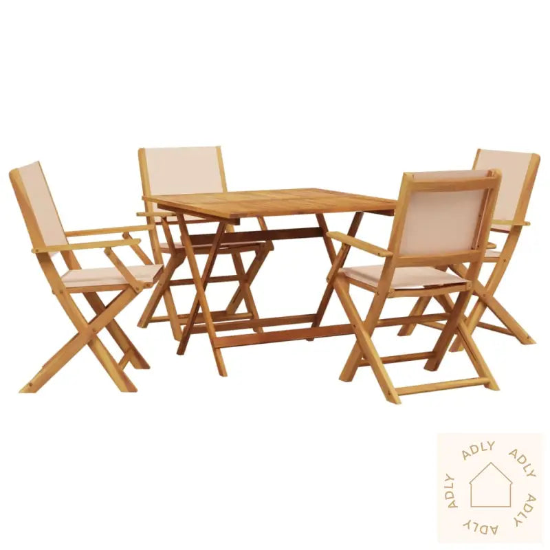 Hagespisegruppe 5 Deler Beige Stoff Og Heltre