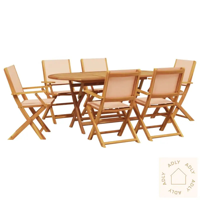 Hagespisegruppe 7 Deler Beige Stoff Og Heltre