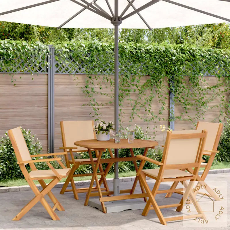 Hagespisegruppe 5 Deler Beige Stoff Og Heltre