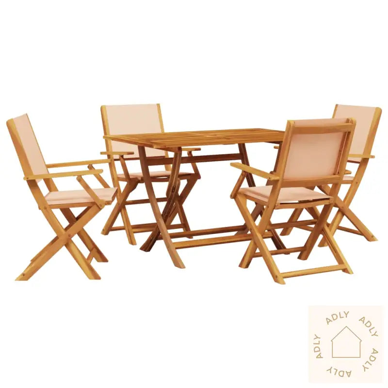 Hagespisegruppe 5 Deler Beige Stoff Og Heltre