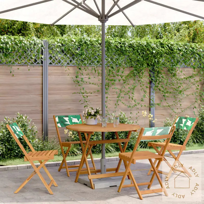 Hagespisegruppe 5 Deler Bladmønster Stoff Og Heltre