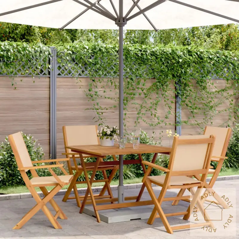 Hagespisegruppe 5 Deler Beige Stoff Og Heltre