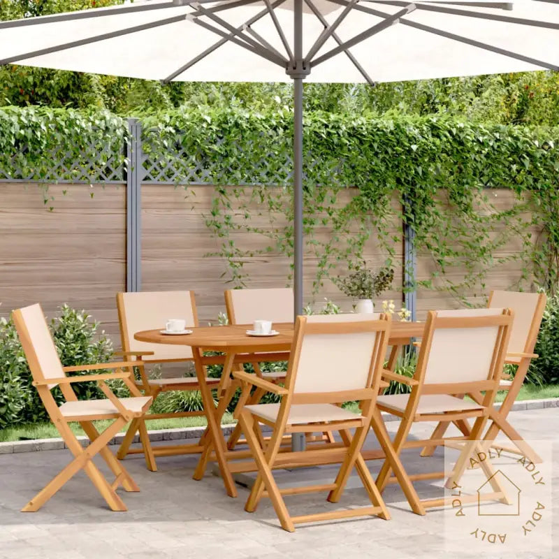 Hagespisegruppe 7 Deler Beige Stoff Og Heltre
