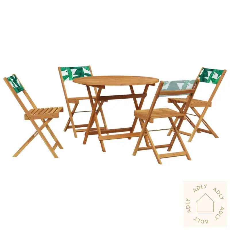 Hagespisegruppe 5 Deler Bladmønster Stoff Og Heltre