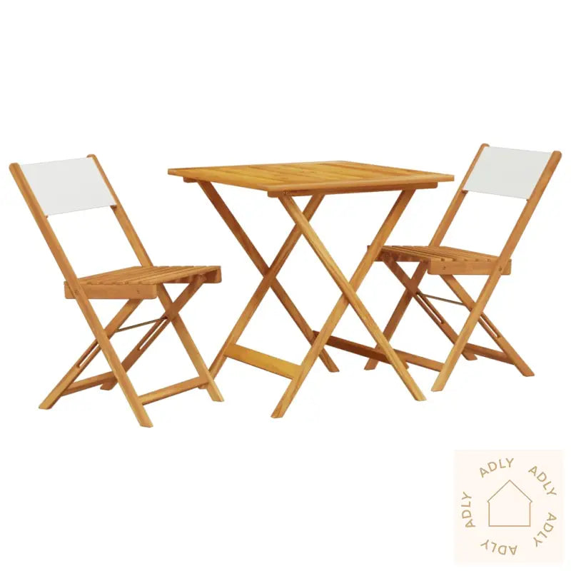 Bistrosett 3 Deler Kremhvit Stoff Og Heltre