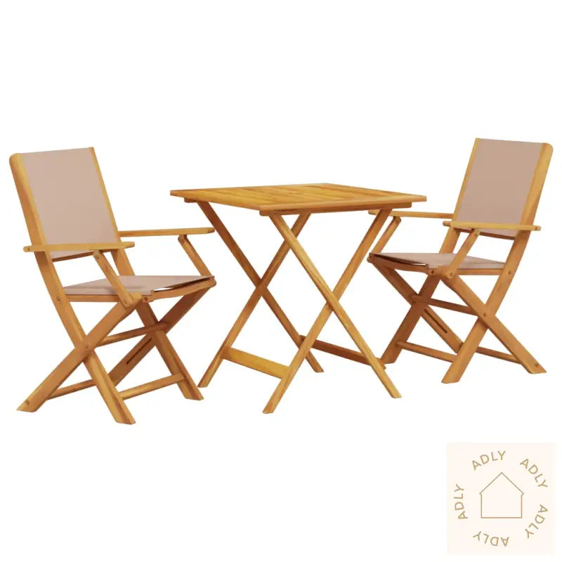Bistrosett 3 Deler Gråbrun Stoff Og Heltre