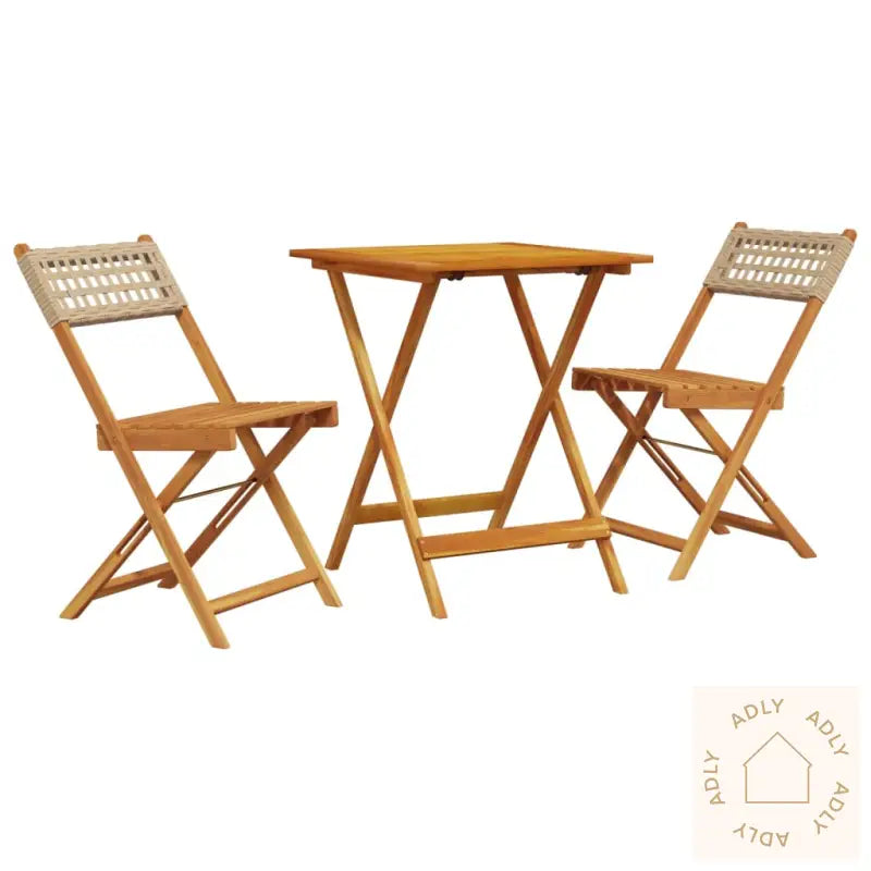 Bistrosett 3 Deler Beige Polyrotting Og Heltre