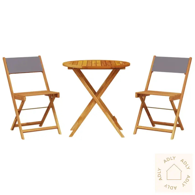 Bistrosett 3 Deler Antrasitt Stoff Og Heltre