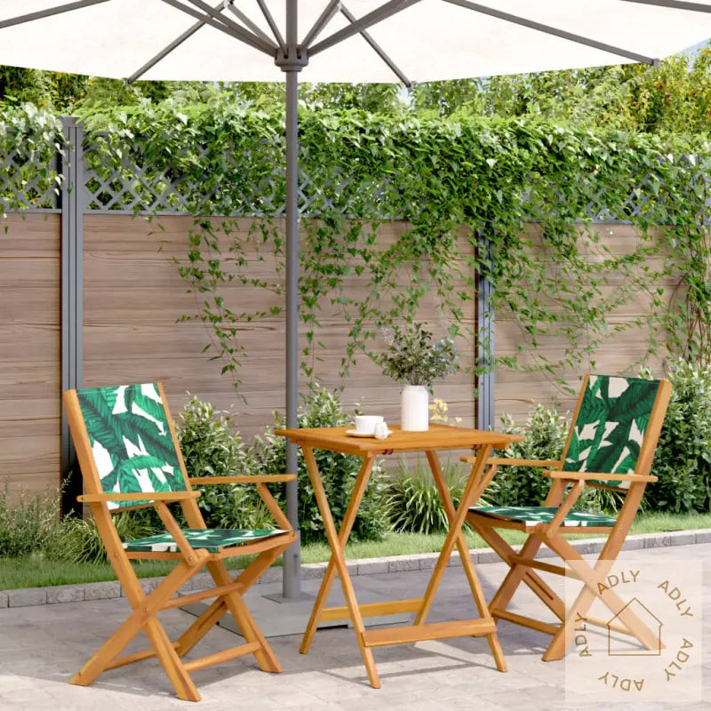 Bistrosett 3 Deler Bladmønster Stoff Og Heltre