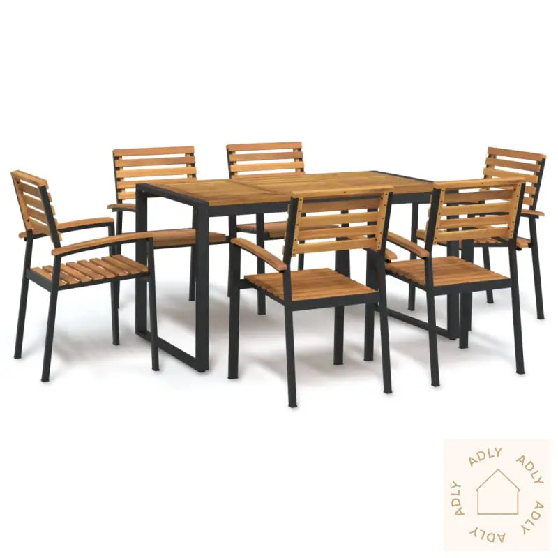Hagespisegruppe 7 Deler Heltre Akasie Og Metall