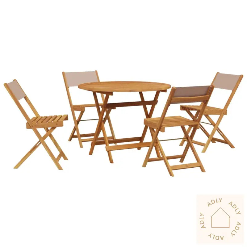 Hagespisegruppe 5 Deler Gråbrun Stoff Og Heltre