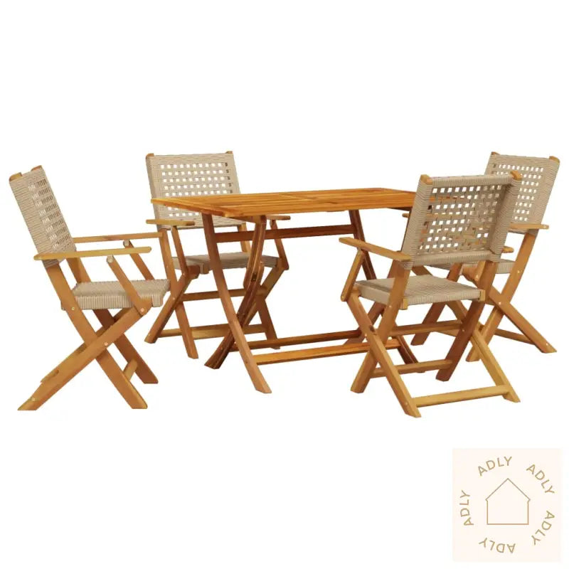 Hagespisegruppe 5 Deler Beige Polyrotting Og Heltre