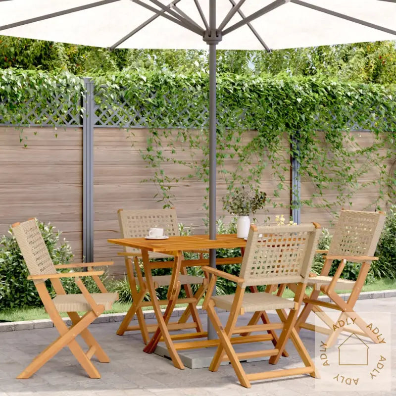 Hagespisegruppe 5 Deler Beige Polyrotting Og Heltre