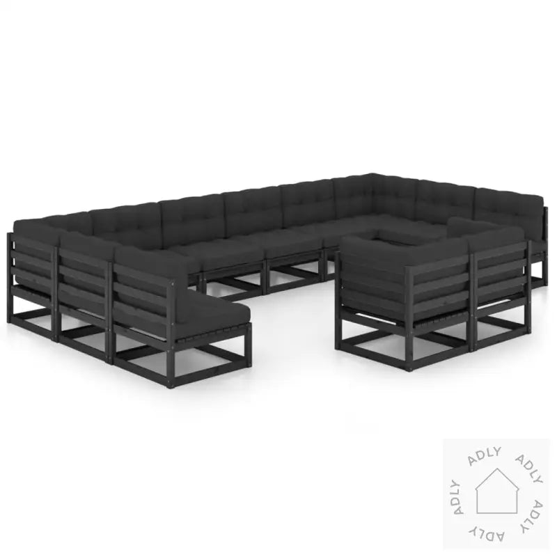 Hagesofagruppe Med Puter 12 Deler Svart Heltre Furu