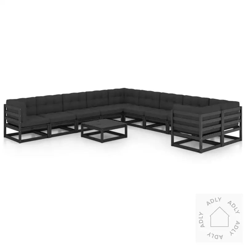 Hagesofagruppe Med Puter 11 Deler Svart Heltre Furu