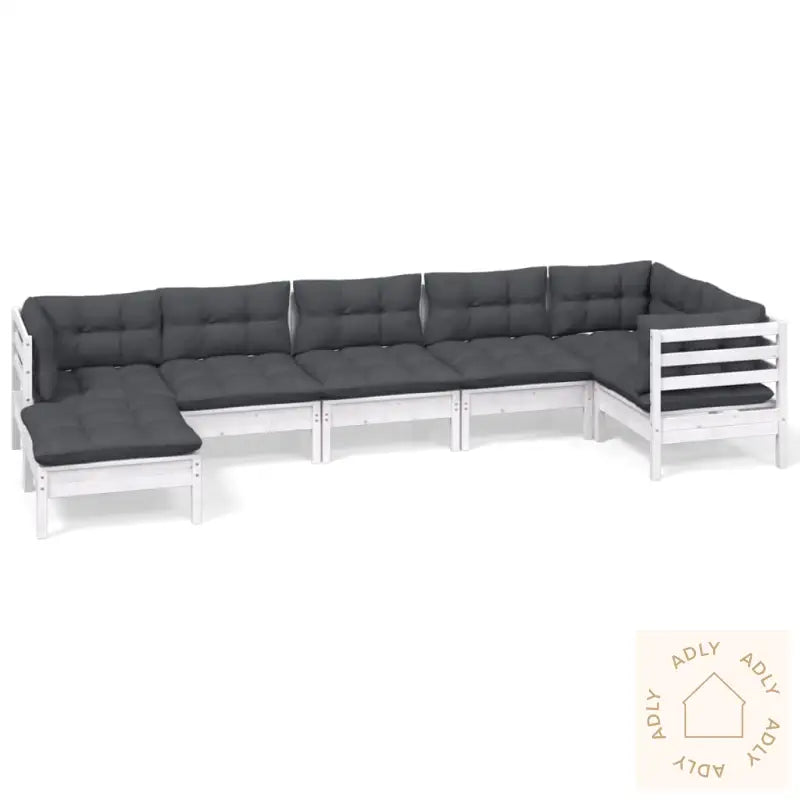 Hagesofagruppe Med Puter 7 Deler Hvit Heltre Furu