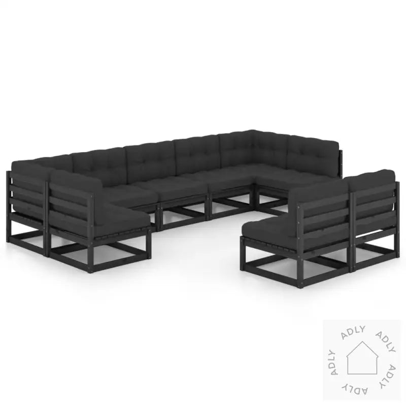 Hagesofagruppe Med Puter 9 Deler Svart Heltre Furu