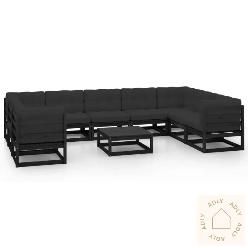 Hagesofagruppe Med Puter 10 Deler Svart Heltre Furu