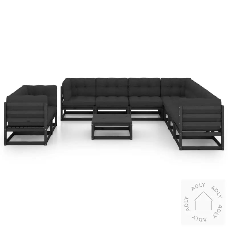 Hagesofagruppe Med Puter 10 Deler Svart Heltre Furu