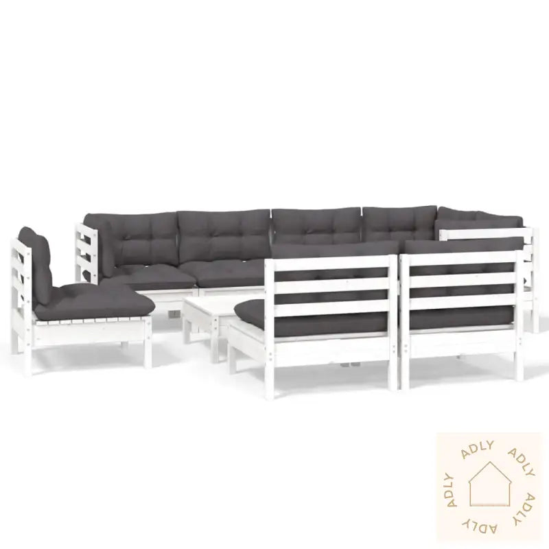 Hagesofagruppe Med Puter 9 Deler Hvit Heltre Furu