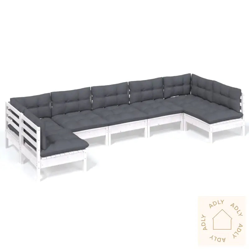 Hagesofagruppe Med Puter 7 Deler Hvit Heltre Furu