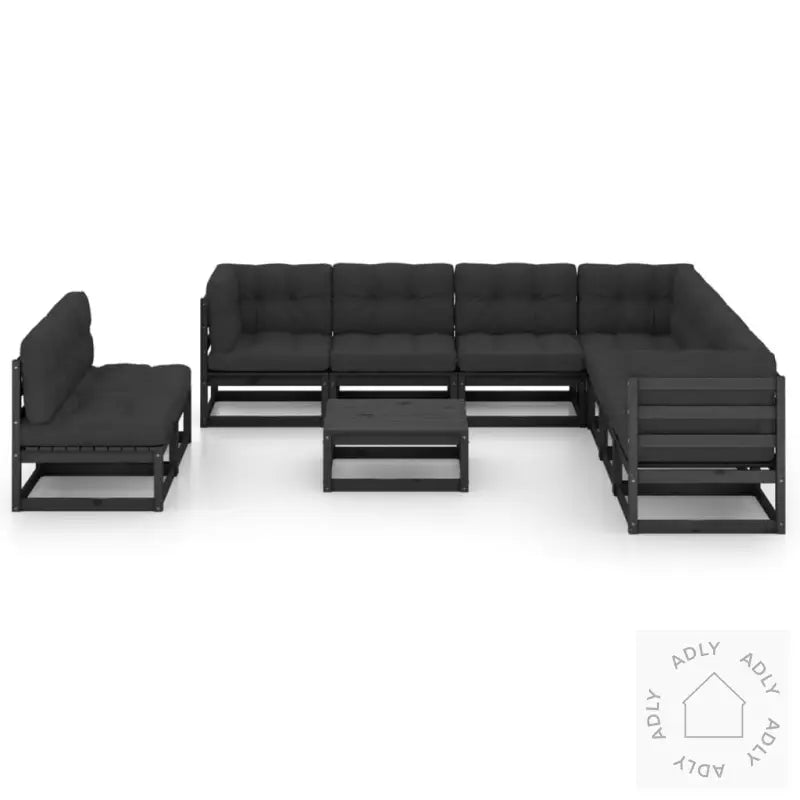 Hagesofagruppe Med Puter 10 Deler Svart Heltre Furu