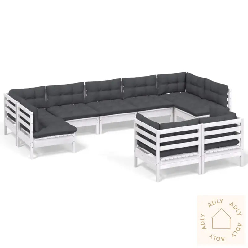 Hagesofagruppe Med Puter 9 Deler Hvit Heltre Furu