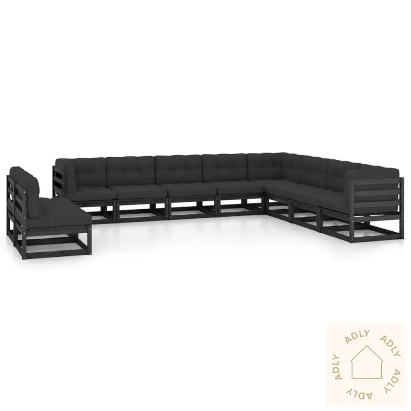 Hagesofagruppe Med Puter 10 Deler Svart Heltre Furu