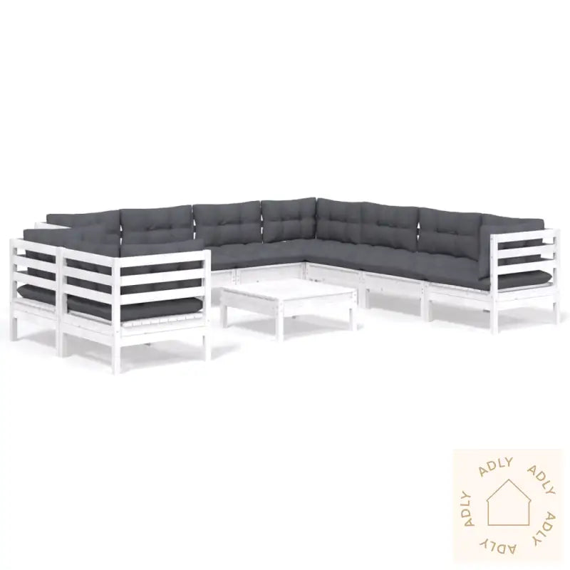 Hagesofagruppe Med Puter 10 Deler Hvit Heltre Furu