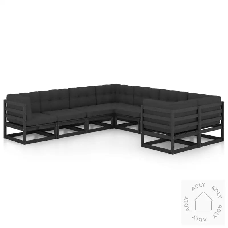 Hagesofagruppe Med Puter 8 Deler Svart Heltre Furu