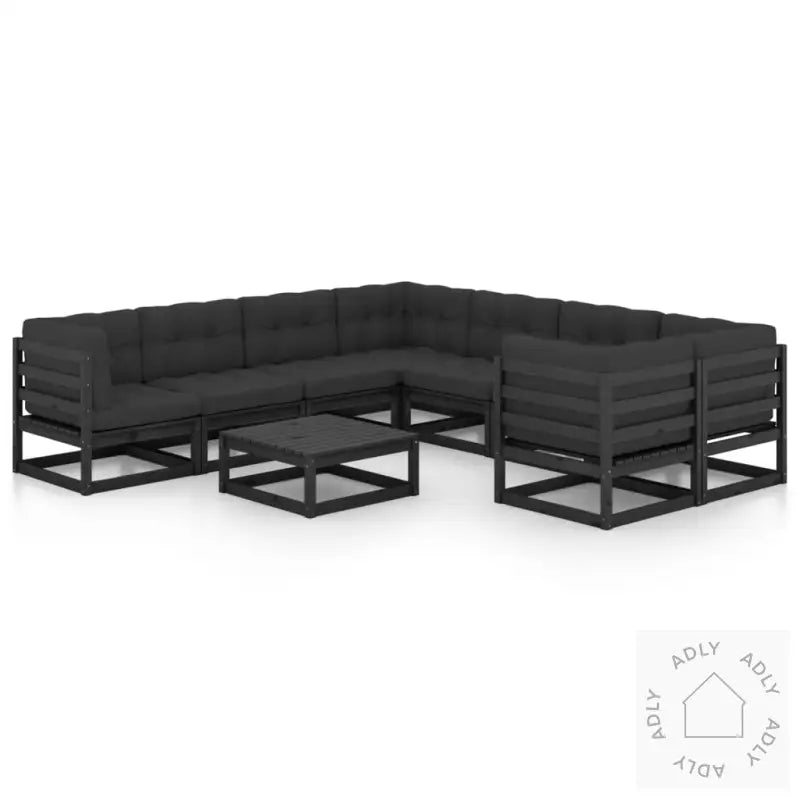 Hagesofagruppe Med Puter 9 Deler Svart Heltre Furu