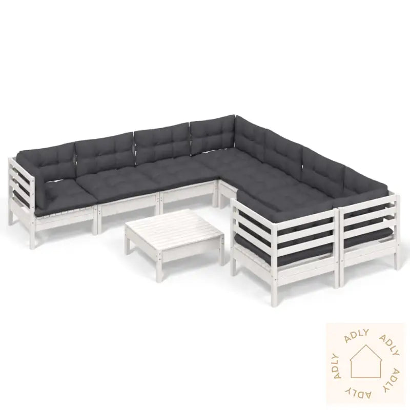 Hagesofagruppe Med Puter 9 Deler Hvit Heltre Furu