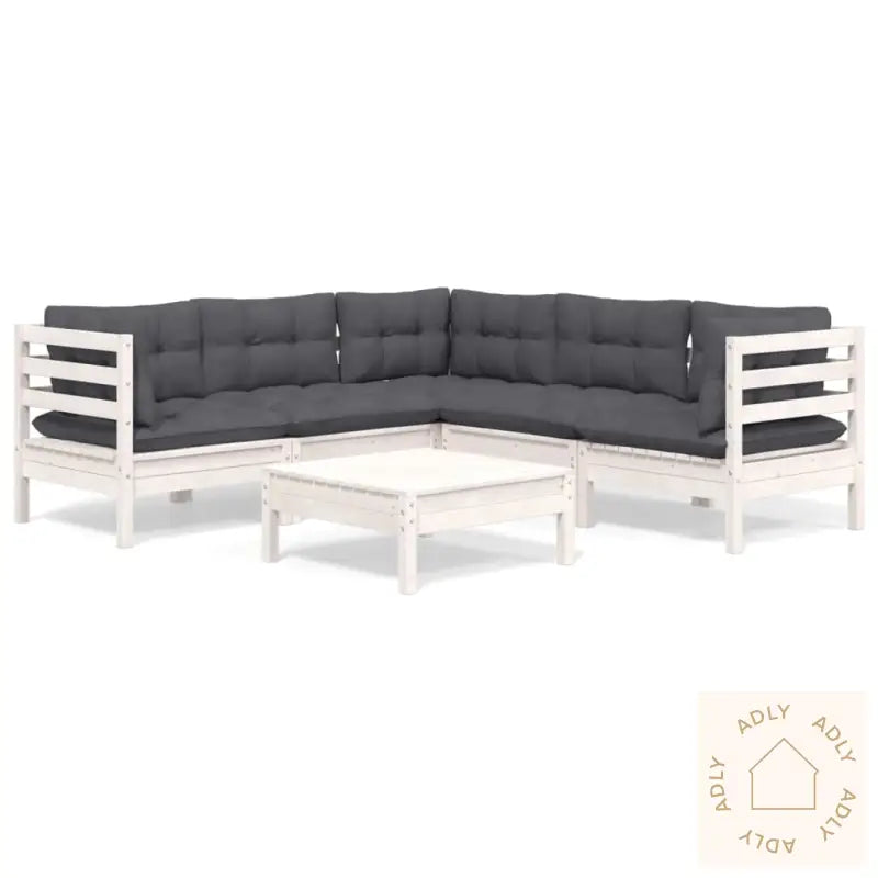 Hagesofagruppe Med Puter 6 Deler Hvit Heltre Furu