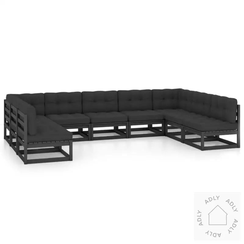 Hagesofagruppe Med Puter 9 Deler Svart Heltre Furu