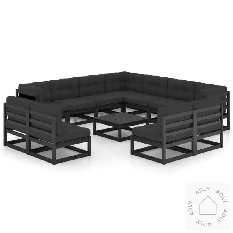 Hagesofagruppe Med Puter 12 Deler Svart Heltre Furu