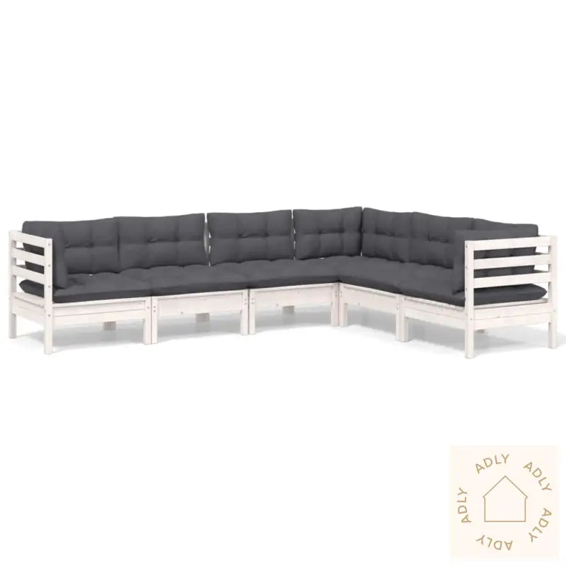 Hagesofagruppe Med Puter 6 Deler Hvit Heltre Furu