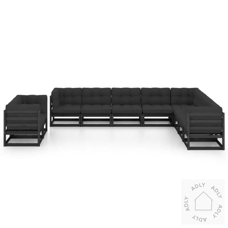 Hagesofagruppe Med Puter 10 Deler Svart Heltre Furu