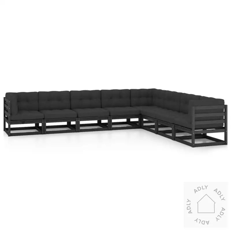 Hagesofagruppe Med Puter 8 Deler Svart Heltre Furu