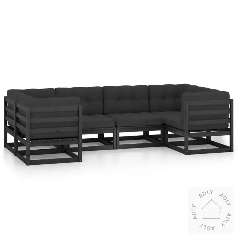 Hagesofagruppe Med Puter 6 Deler Svart Heltre Furu