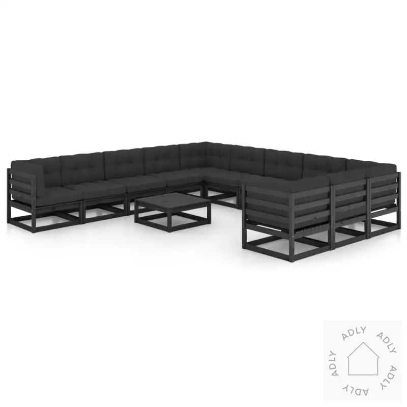 Hagesofagruppe Med Puter 12 Deler Svart Heltre Furu