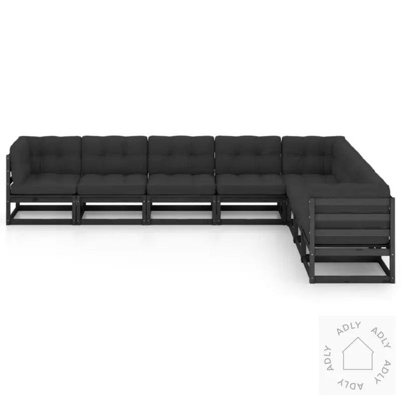 Hagesofagruppe Med Puter 8 Deler Svart Heltre Furu