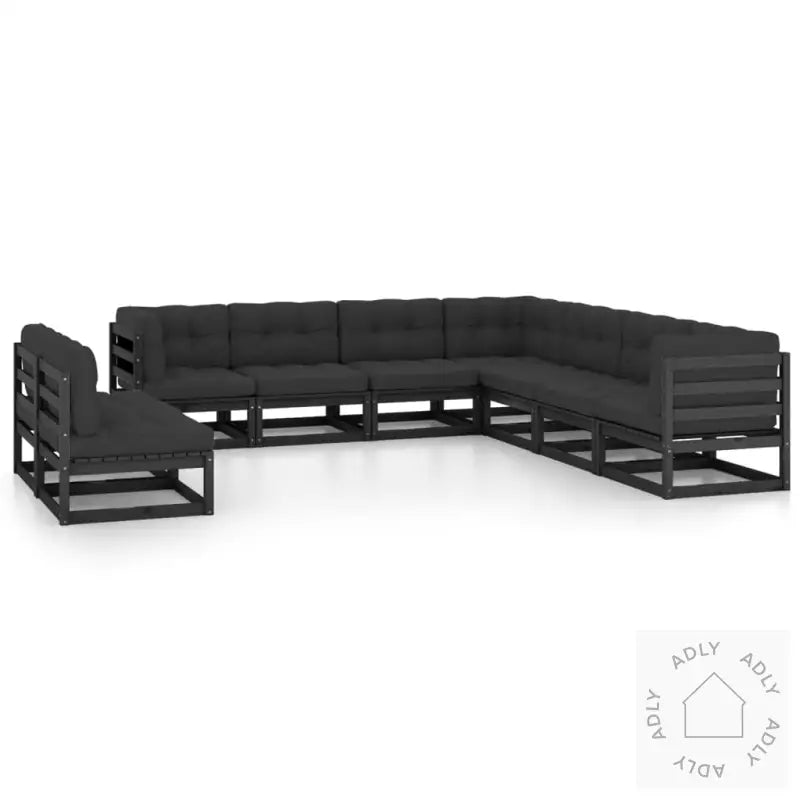 Hagesofagruppe Med Puter 9 Deler Svart Heltre Furu