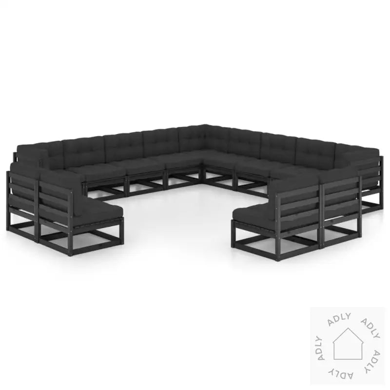 Hagesofagruppe Med Puter 13 Deler Svart Heltre Furu