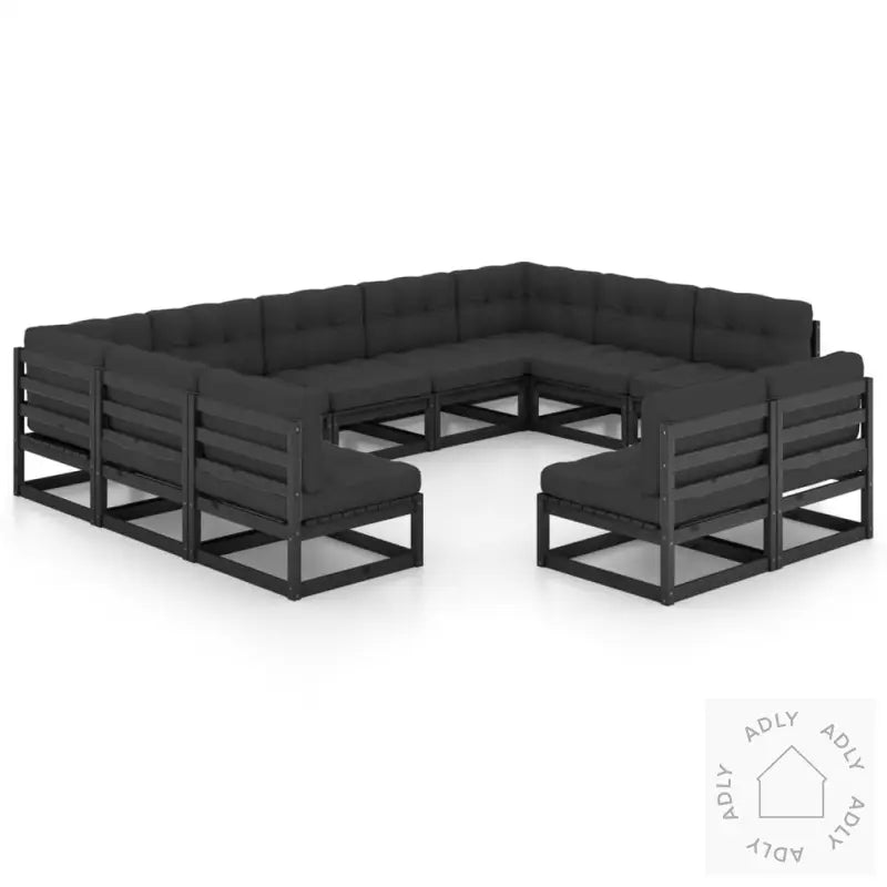 Hagesofagruppe Med Puter 11 Deler Svart Heltre Furu