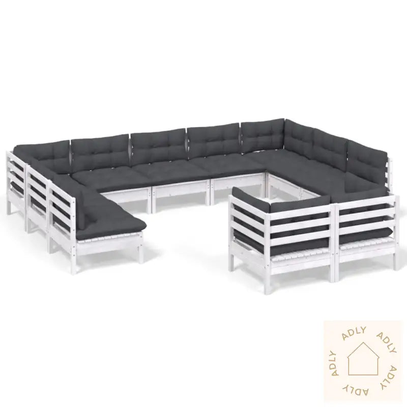 Hagesofagruppe Med Puter 11 Deler Hvit Heltre Furu