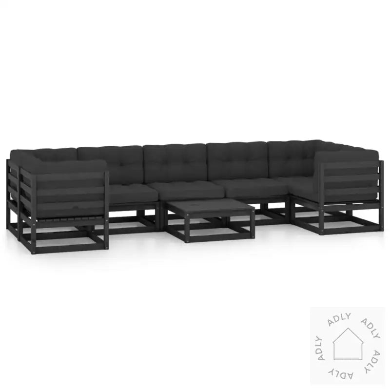 Hagesofagruppe Med Puter 8 Deler Svart Heltre Furu