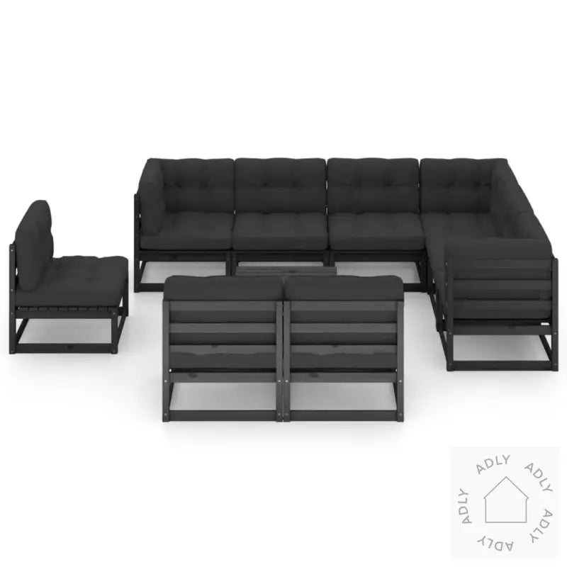 Hagesofagruppe Med Puter 10 Deler Svart Heltre Furu