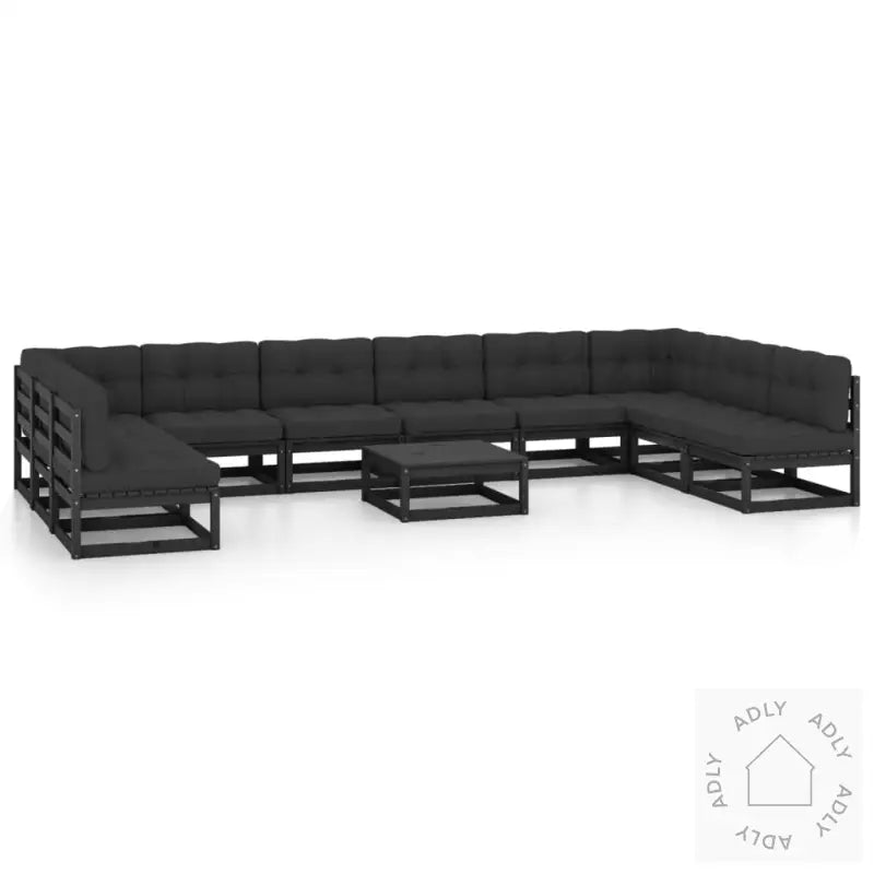 Hagesofagruppe Med Puter 11 Deler Svart Heltre Furu